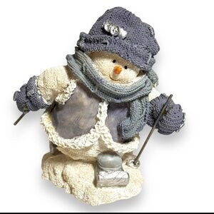 VTG cornerstone Creations 2000 Sparkling Skiing Snowman W/ Gloves Hat & Scarf
